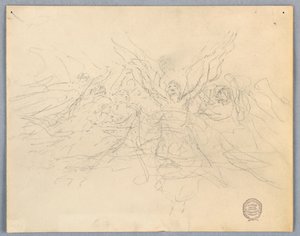 Schets van aanbiddende engelen door Francis Augustus Lathrop