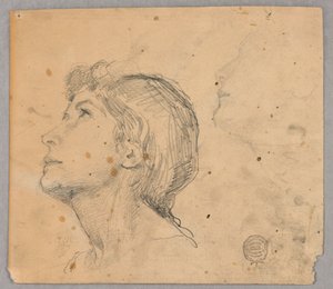 Schets van een Vrouwenhoofd door Francis Augustus Lathrop