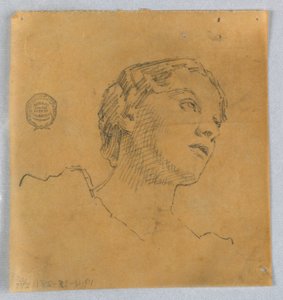 Schets van een vrouwenhoofd door Francis Augustus Lathrop