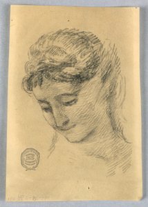 Schets van een vrouwenhoofd door Francis Augustus Lathrop