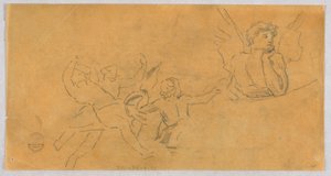 Schets van een engel en putti