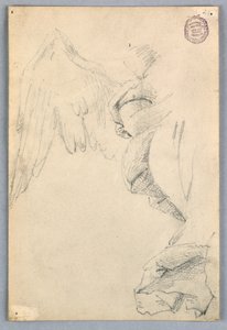 Schets met Vleugels en Draperie door Francis Augustus Lathrop