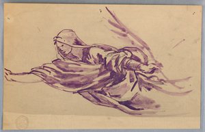 Studie van Gedrapeerde Figuur met Palm