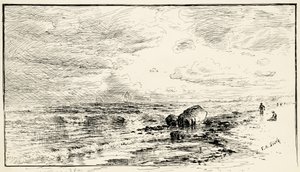 Het strand bij Point Judith, Rhode Island