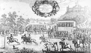 De laatste paardenrace gehouden voor Karel de Tweede van gezegende herinnering bij Dorsett Ferry, nabij Windsor Castle, 24 augustus 1684 door Francis Barlow