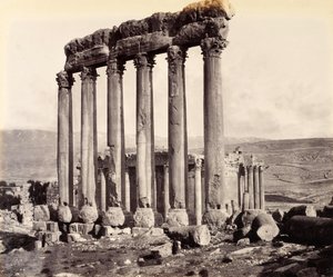Ruïnes van de Tempel van de Zon en de Tempel van Jupiter, Baalbek door Francis Bedford