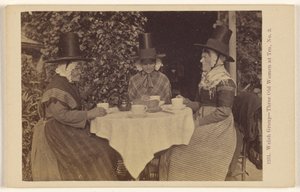 Welshe groep - Drie oude vrouwen aan de thee, nr. 3 door Francis Bedford