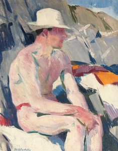 Bader in een Witte Hoed door Francis Campbell Boileau Cadell