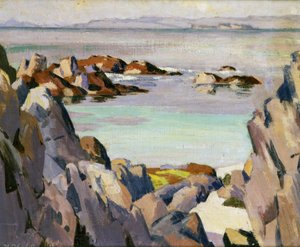 Staffa en Rhum vanaf Iona door Francis Campbell Boileau Cadell
