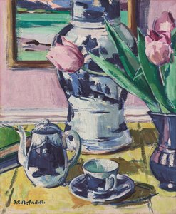 Stilleven met tulpen en Iona