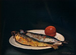 Haringen op een bord, ca. 1910