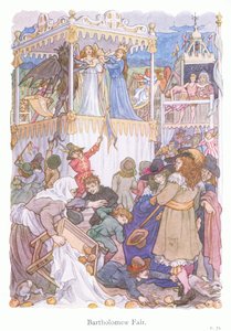 Bartholomew Fair (kleurenlitho) door Francis Donkin Bedford