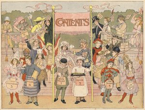 Bedfords winkelboek: Inhoudsopgave (kleurenlitho) door Francis Donkin Bedford