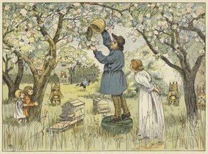 Bijenboer (kleurenlitho) door Francis Donkin Bedford