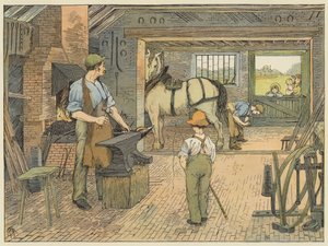 Smid (kleurenlitho) door Francis Donkin Bedford