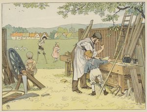 Timmerman (kleurenlitho) door Francis Donkin Bedford