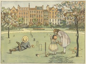 Schoorsteenveger (kleurenlitho) door Francis Donkin Bedford