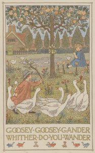 Goosey goosey gander whither do you wander (kleurenlitho) door Francis Donkin Bedford
