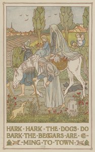 Hark hark de honden blaffen de bedelaars komen naar de stad (kleurenlitho) door Francis Donkin Bedford