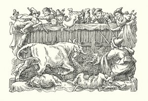 Vrolijk Engeland: Stierengevechten (litho) door Francis Donkin Bedford