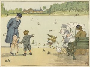 Parkwachter (kleurenlitho) door Francis Donkin Bedford