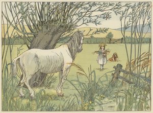 Het oude buspaard (kleurenlitho)
