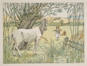 Het oude buspaard, uit Vier en twintig zwervers, pub. 1900 (kleurenlitho) door Francis Donkin Bedford