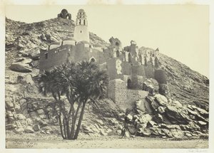 Doumpalm en Verwoeste Moskee, Philæ, 1857 door Francis Frith