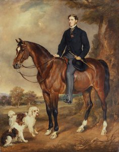 Een Ruiterportret van Seymour Sydney Hyde 6e Graaf van Harrington door Francis Grant