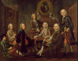 Portret van een groep heren, met de kunstenaar, c.1745 door Francis Hayman