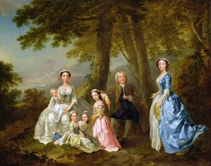 Samuel Richardson Zittend met zijn Tweede Familie