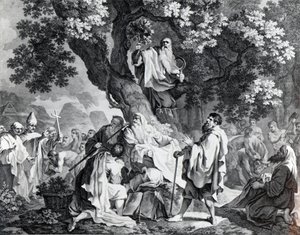 De Druïden, of de Bekering van de Britten tot het Christendom, gegraveerd door Simon Francois Ravenet, gedrukt in 1778 door Francis Hayman