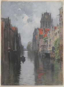Achter de Groote Kerk, Dordrecht, c.1880s door Francis Hopkinson Smith