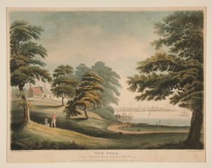 New York (vanuit Hobuck Ferry House, New Jersey) door Francis Jukes