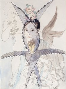 Transparantie - Hoofd en gevleugeld paard; Transparantie - Tete et Cheval Aile, c.1928 (aquarel, gouache, zwart krijt en potlood op papier)