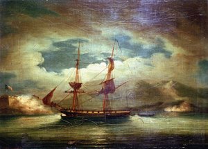 Het Franse schip “Le Curieux”, in Martinique, 3 februari