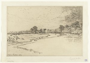 Abdij van Sawley door Francis Seymour Haden (Sir) (signed by artist)