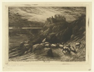 Harlech Castle in Wales door Francis Seymour Haden (Sir) (signed by artist)