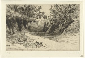 Pad langs het water door Francis Seymour Haden (Sir) (signed by artist)