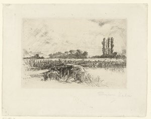 Uiterwaard door Francis Seymour Haden (Sir) (signed by artist)