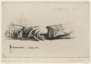 Rustende handen door Francis Seymour Haden (Sir)