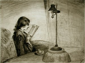 Een lezende dame door Francis Seymour Haden