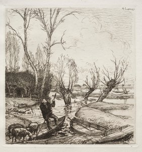 Au Marais Inondé: Le Bergère door Francis Seymour Haden