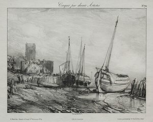 Vissersboten langs het Strand door Francis Seymour Haden
