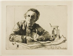 Portret van Francis Seymour Haden, Nr. 2 (Tijdens het Etsen) door Francis Seymour Haden