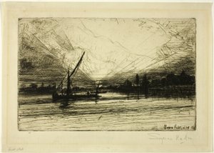 Zonsondergang op de Theems door Francis Seymour Haden