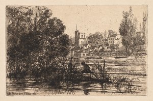 Twickenham Kerk, 1865 door Francis Seymour Haden