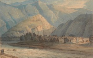 De Grange aan de kop van het meer van Keswick door Francis Towne