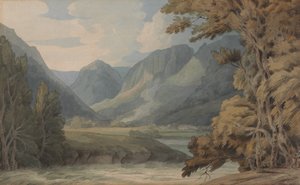 Uitzicht in Borrowdale op Eagle Crag en Rosthwaite door Francis Towne