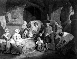 John Howard Esq. (1726-1790) bezoekt en verlicht de ellende van een gevangenis, gegraveerd door James Hogg, 1790